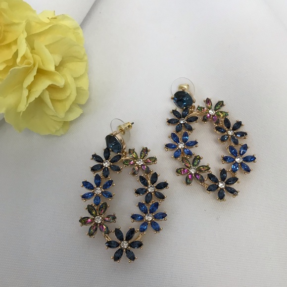 Flower Gold-Tone Drop Earrings - Picture 4 of 15